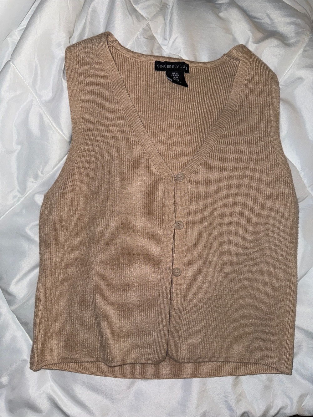 Knit vest in Camel Beige